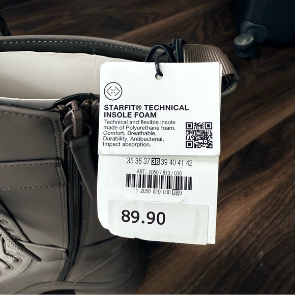 ZARA Khaki Military Waxed-Finish Lace-Up Boots Size 38 (US 7.5) NWT - Picture 5 of 10